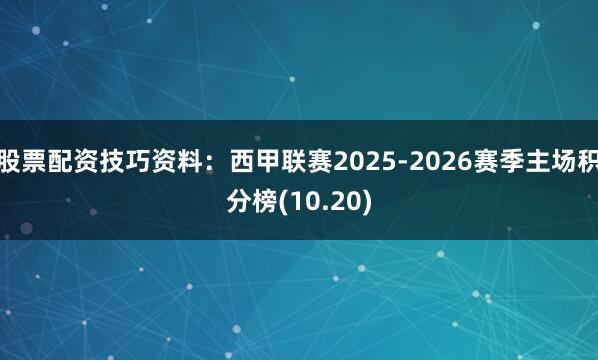 股票配资技巧资料：西甲联赛2025-2026赛季主场积分榜(10.20)
